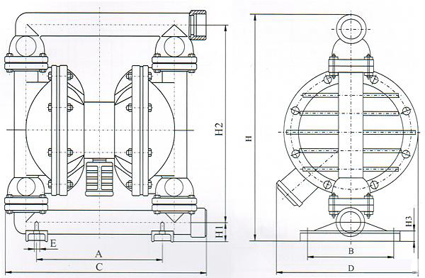 氣動(dòng)隔膜泵結(jié)構(gòu)圖 氣動(dòng)隔膜泵結(jié)構(gòu)圖